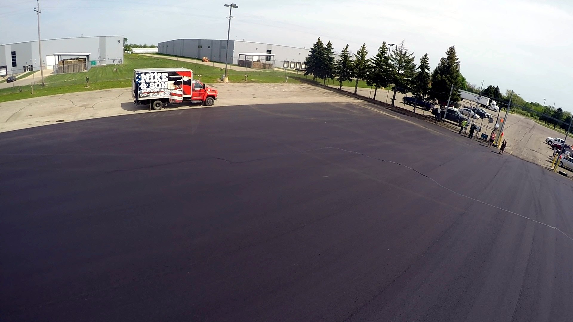 Aerial commercial asphalt lot