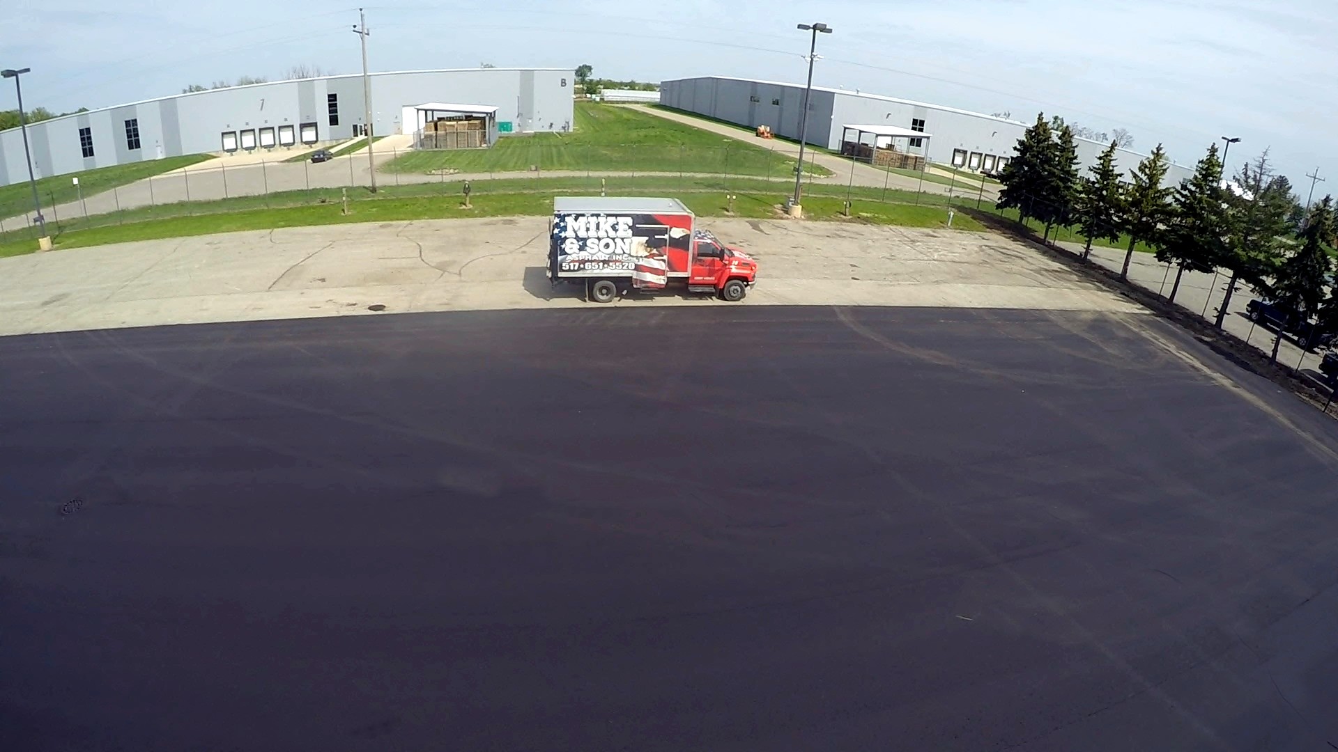 Aerial commercial paving site